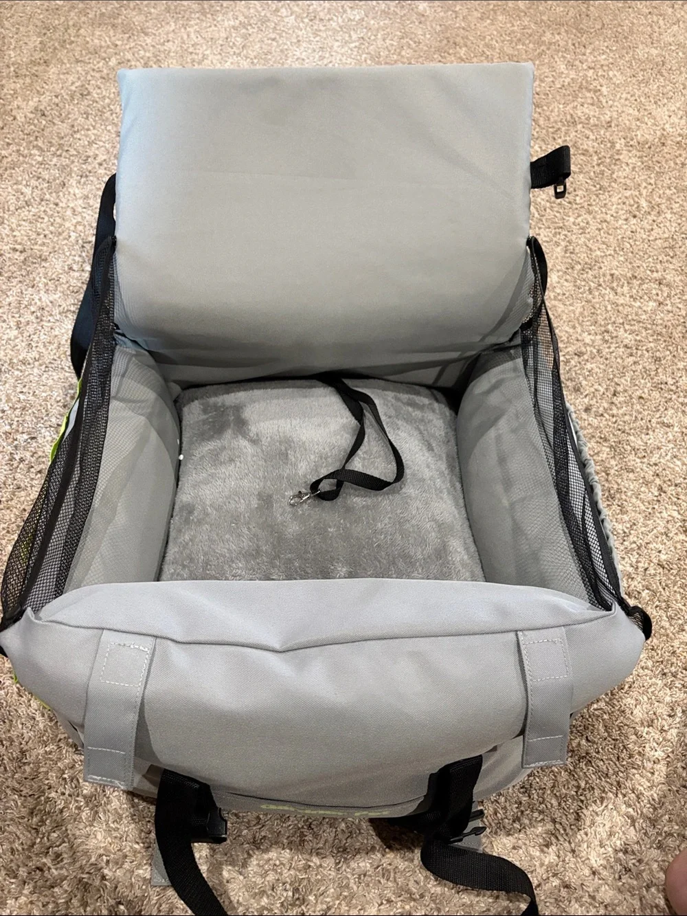 Gray Dog Booster Car Seat with Mesh Sides
